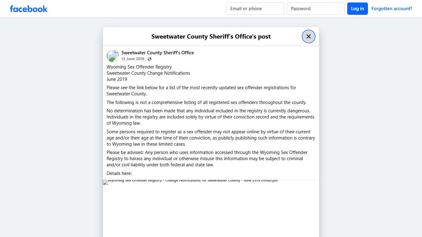 Wyoming Sex Offender... - Sweetwater County Sheriff's Office | Facebook