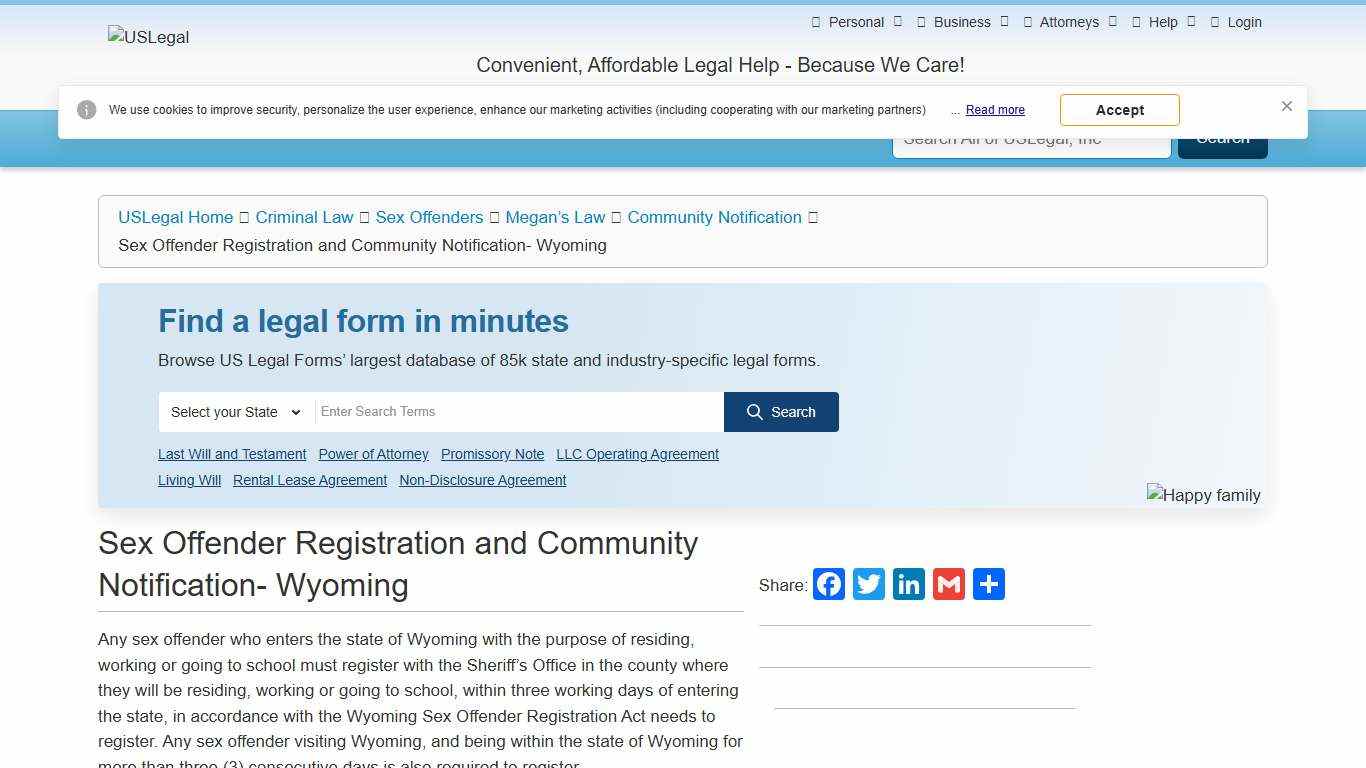 Sex Offender Registration and Community Notification- Wyoming – Criminal Law