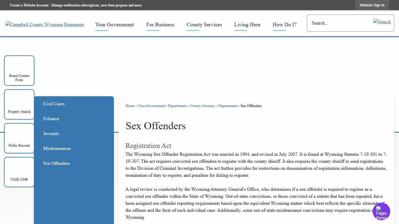 Sex Offenders | Campbell County, WY - Official Website
